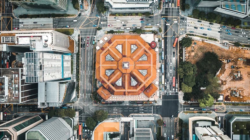 orange-rooftop-octagonal-building-aerial-view orange-rooftop-octagonal-building-aerial-view